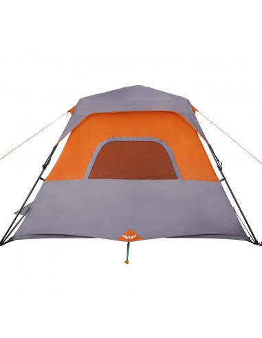 Tenda Campeggio 6 Persone Grigio e Arancione Impermeabile