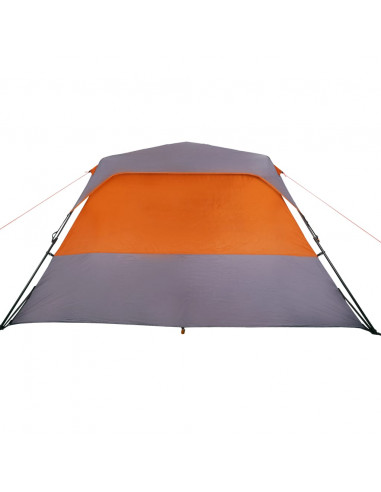 Tenda Campeggio 6 Persone Grigio e Arancione Impermeabile