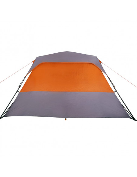 Tenda Campeggio 6 Persone Grigio e Arancione Impermeabile