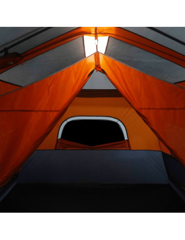 Tenda Famiglia LED 9 Persone Grigio/Arancione Rilascio Rapido