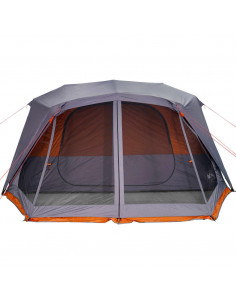 Tenda Campeggio 10 Persone Grigio e Arancione Impermeabile 2