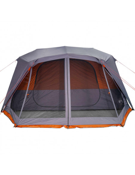 Tenda Campeggio 10 Persone Grigio e Arancione Impermeabile