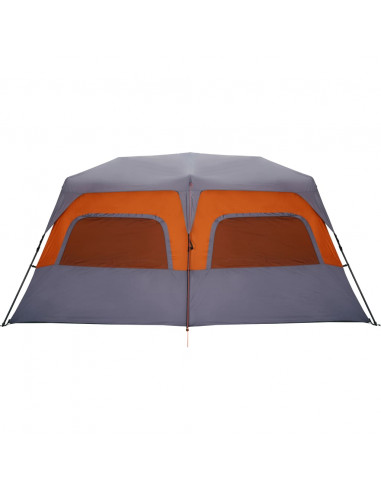 Tenda Campeggio 10 Persone Grigio e Arancione Impermeabile