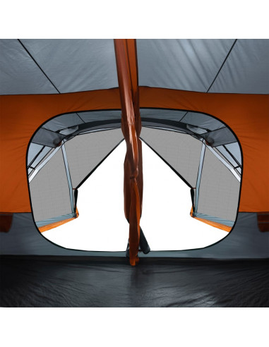 Tenda Campeggio 10 Persone Grigio e Arancione Impermeabile