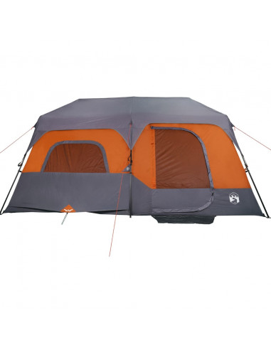 Tenda Campeggio 9 Persone Grigio e Arancione Impermeabile