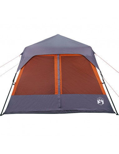 Tenda Campeggio 9 Persone Grigio e Arancione Impermeabile