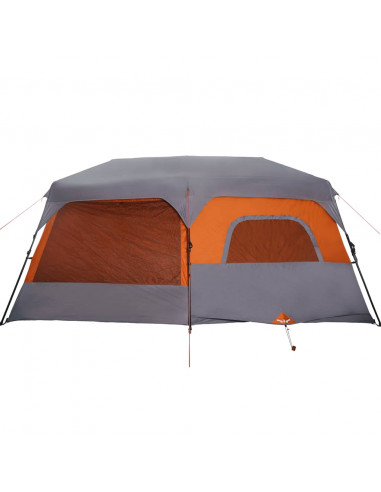 Tenda Campeggio 9 Persone Grigio e Arancione Impermeabile