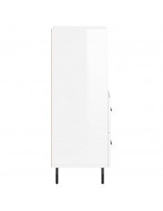 Credenza Bianco Lucido 34,5x34x90 cm in Legno Multistrato 2