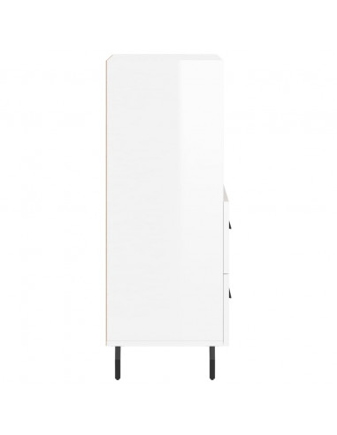 Credenza Bianco Lucido 34,5x34x90 cm in Legno Multistrato