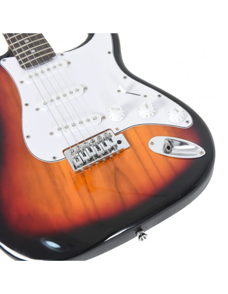 Chitarra Elettrica Principianti Custodia Marrone Bianca 4/4 39"