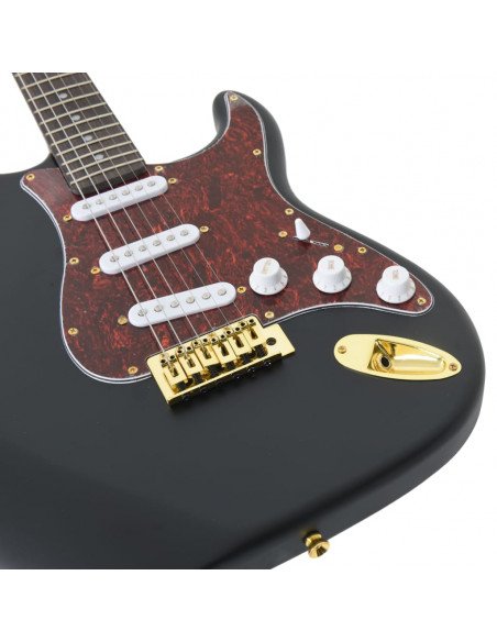 Chitarra Elettrica Principianti con Custodia Nera e Oro 4/4 39"