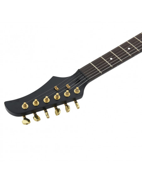 Chitarra Elettrica Principianti con Custodia Nera e Oro 4/4 39"