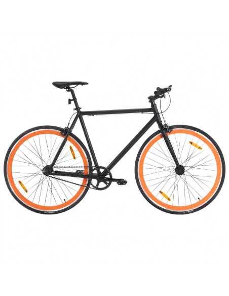 Bicicletta a Scatto Fisso Nera e Arancione 700c 59 cm