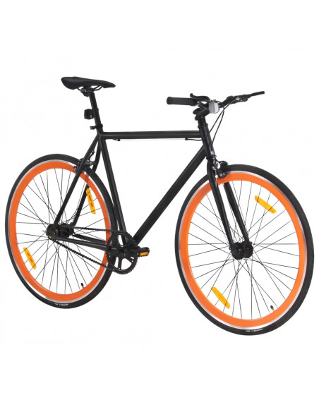 Bicicletta a Scatto Fisso Nera e Arancione 700c 59 cm