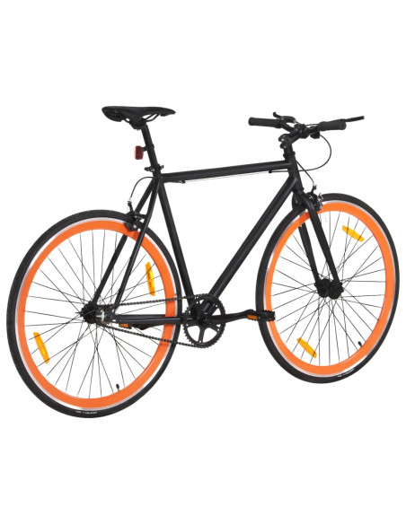 Bicicletta a Scatto Fisso Nera e Arancione 700c 59 cm