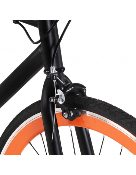 Bicicletta a Scatto Fisso Nera e Arancione 700c 59 cm