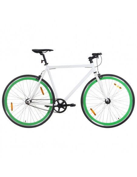 Bicicletta a Scatto Fisso Bianca e Verde 700c 55 cm
