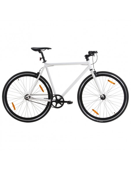 Bicicletta a Scatto Fisso Bianca e Nera 700c 59 cm