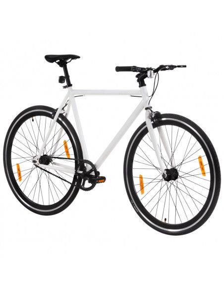 Bicicletta a Scatto Fisso Bianca e Nera 700c 59 cm