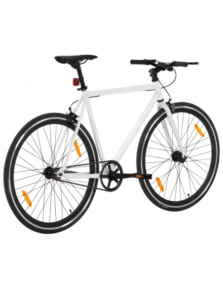 Bicicletta a Scatto Fisso Bianca e Nera 700c 59 cm