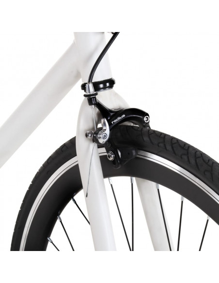 Bicicletta a Scatto Fisso Bianca e Nera 700c 59 cm