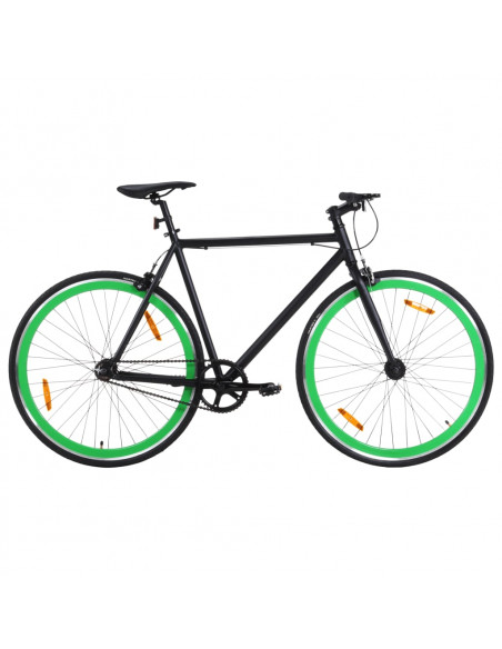 Bicicletta a Scatto Fisso Nera e Verde 700c 51 cm