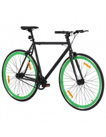 Bicicletta a Scatto Fisso Nera e Verde 700c 51 cm
