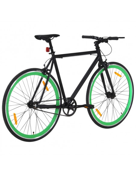 Bicicletta a Scatto Fisso Nera e Verde 700c 51 cm