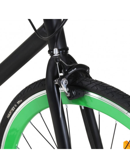 Bicicletta a Scatto Fisso Nera e Verde 700c 51 cm