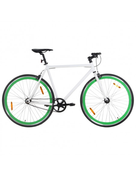 Bicicletta a Scatto Fisso Bianca e Verde 700c 59 cm