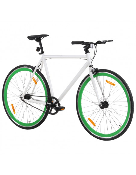 Bicicletta a Scatto Fisso Bianca e Verde 700c 59 cm