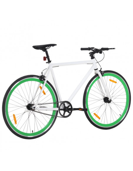 Bicicletta a Scatto Fisso Bianca e Verde 700c 59 cm