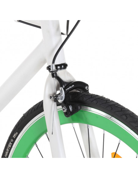 Bicicletta a Scatto Fisso Bianca e Verde 700c 59 cm