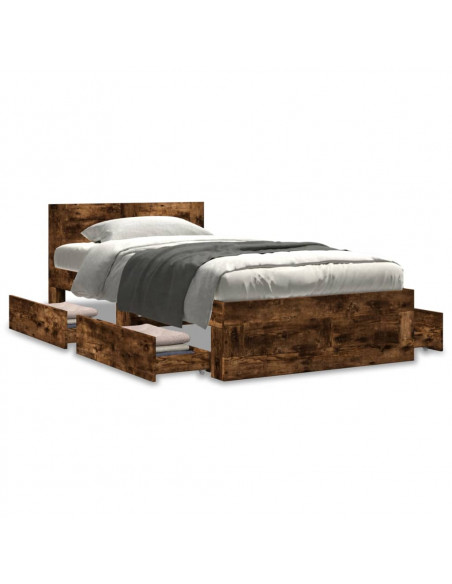 Giroletto con Testiera Rovere Fumo 90x200 cm Legno Multistrato