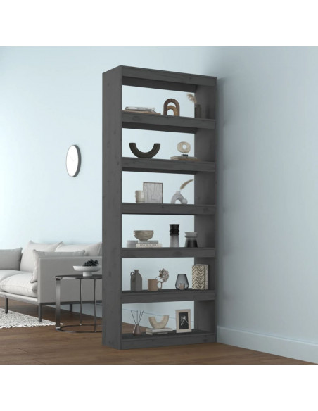 Libreria/Divisorio Grigio 80x30x199,5 cm in Massello di Pino