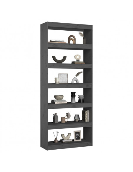 Libreria/Divisorio Grigio 80x30x199,5 cm in Massello di Pino