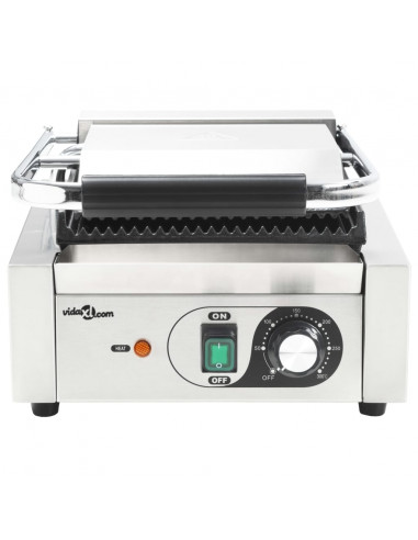 Griglia per Panini Scanalata in Acciaio Inox 1800W 31x30,5x20cm