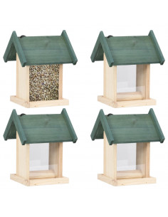 Mangiatoie per Uccelli 4 pz in Legno di Abete 2
