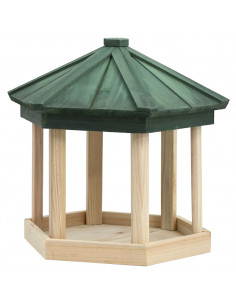 Mangiatoia per Uccelli Ottagono in Massello di Abete 33x30 cm 2