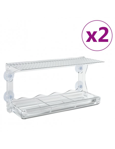 Mangiatoie per Uccelli da Finestra 2 pz in Acrilico 30x12x15 cm