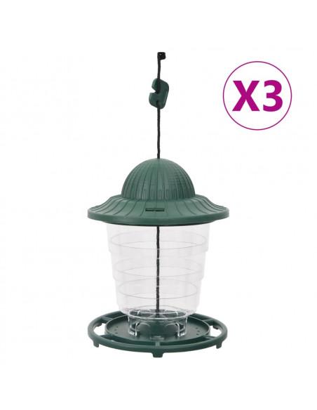 Mangiatoie per Uccelli 3 pz Verde Scuro 13x13x17 cm