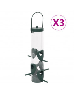 Mangiatoie per Uccelli 3 pz Verde Scuro 17x17x32 cm 2