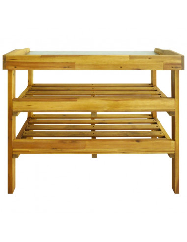 Fioriera a 2 Ripiani in Legno Massello di Acacia e Zinco