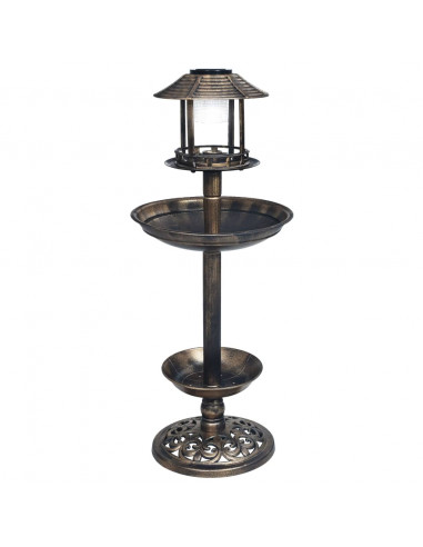 Bagnetto per Uccelli Decorativa con Luci LED Solari in Plastica