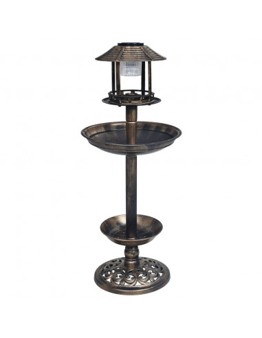 Bagnetto per Uccelli Decorativa con Luci LED Solari in Plastica