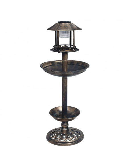 Bagnetto per Uccelli Decorativa con Luci LED Solari in Plastica