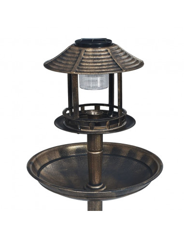 Bagnetto per Uccelli Decorativa con Luci LED Solari in Plastica