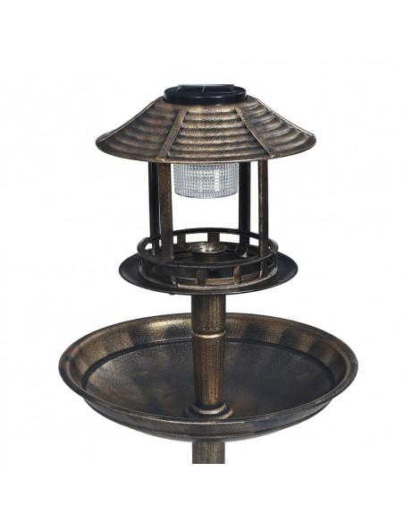 Bagnetto per Uccelli Decorativa con Luci LED Solari in Plastica