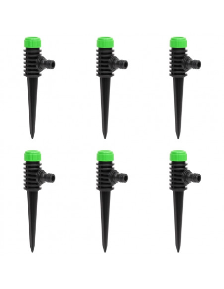 Irrigatori Rotanti 6 pz Verdi e Neri 3x6x19,5 cm ABS e PP