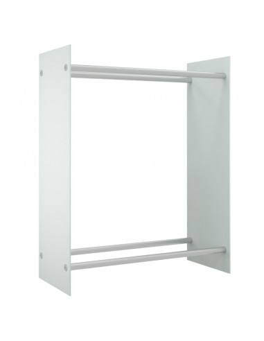 Porta Legna Bianco 80x35x100 cm in Vetro Temperato